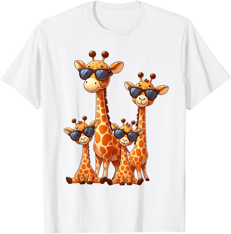 Zoo Family Funny Giraffe Animal Gifts Giraffe Family Sunglasses Safari Zoo Animal Lover Giraffes T-Shirt - White