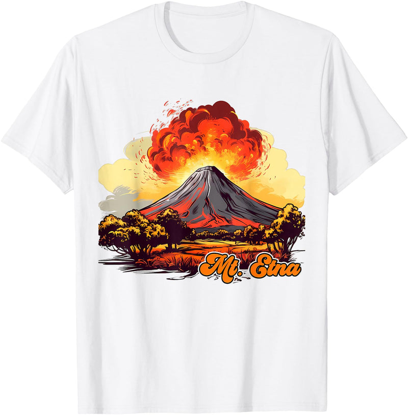 Vintage Style Mount Etna Retro Style Mount Etna T-Shirt - White