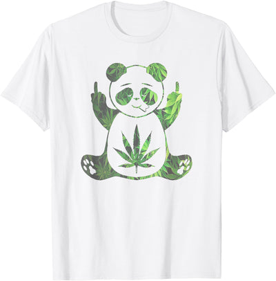 Stoned Panda Bear Baked Zoo Animals High AF Pot Leaf T-Shirt