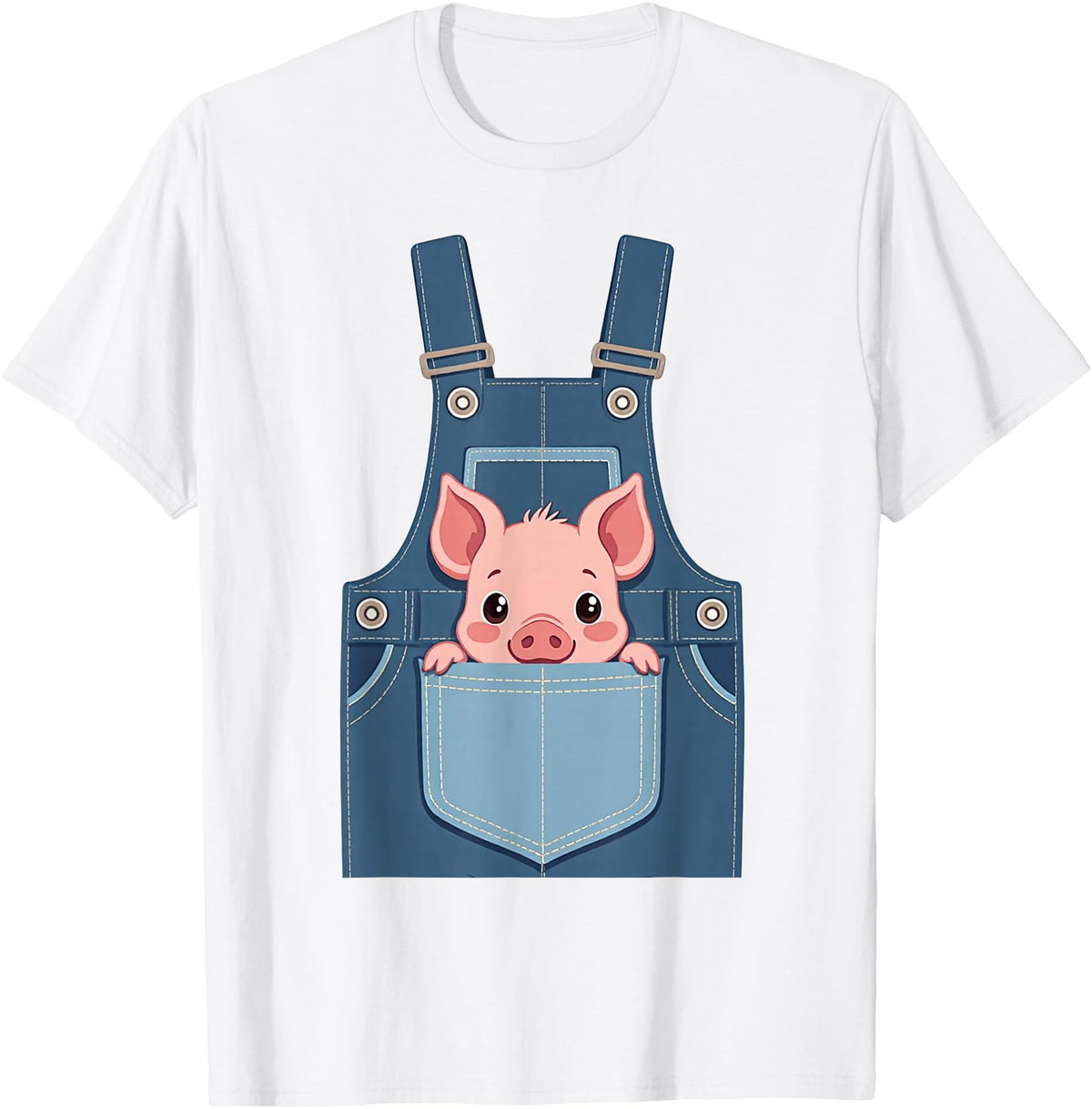 Pig Farm Animal Costumes Pig Costume - Funny Farmer, Pocket, Farm, Women, Men, Kids T-Shirt - White