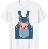 Pig Farm Animal Costumes Pig Costume - Funny Farmer, Pocket, Farm, Women, Men, Kids T-Shirt - White