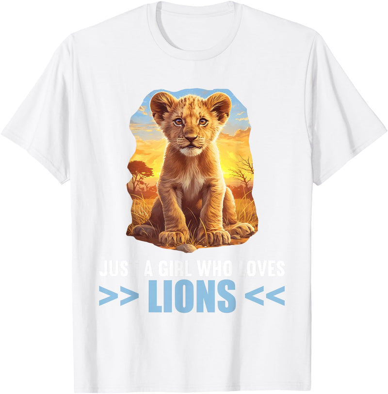 Lions Lion Lovers Shop Just a Girl who loves Lions Lion T-Shirt - White