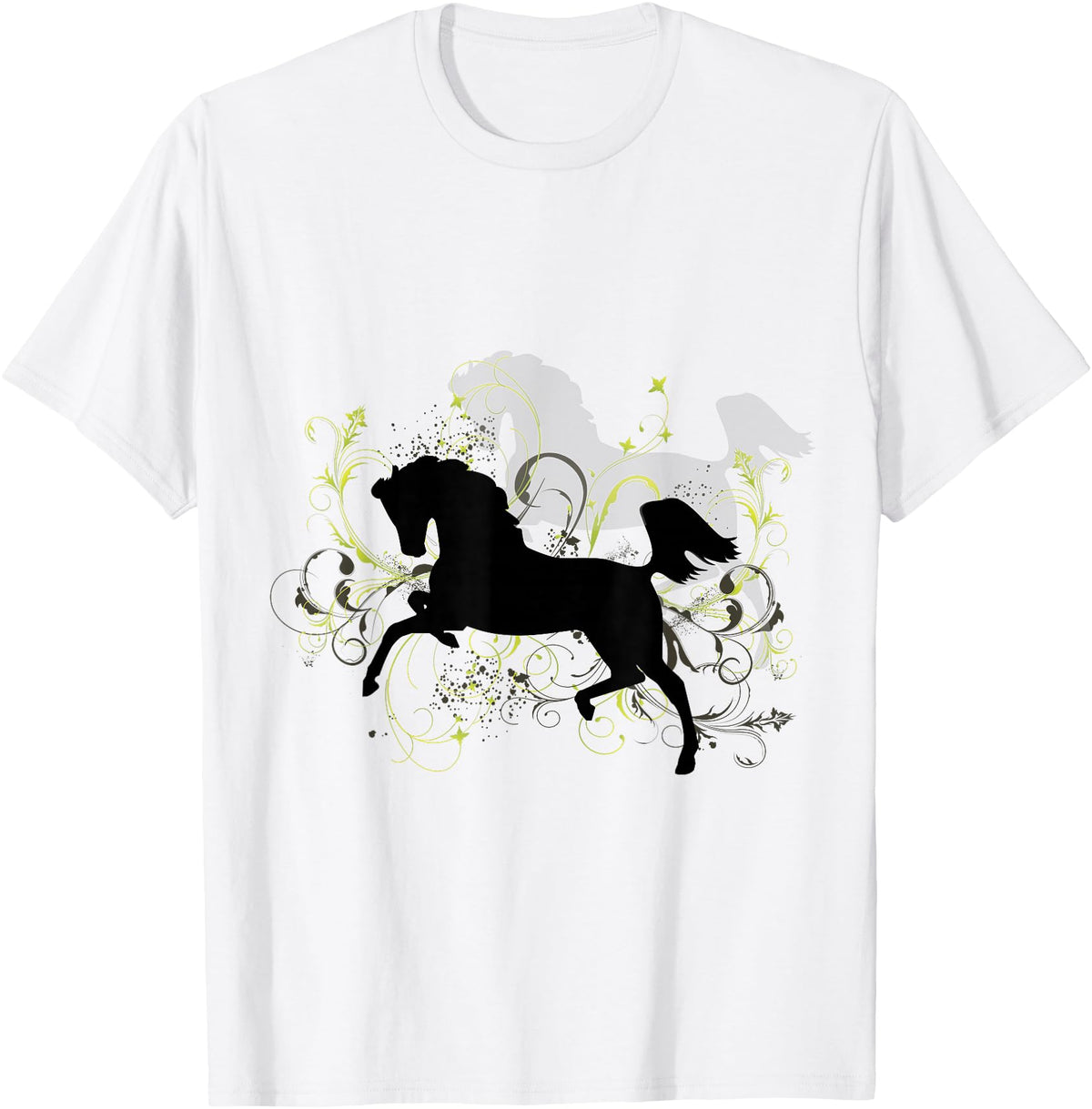 NickerStickers Leaping Arabian Horse with Pretty Flourish T-Shirt - White