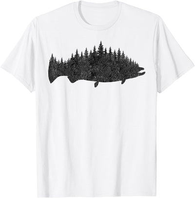 King Salmon Forest Silhouette Pacific Northwest Chinook T-Shirt