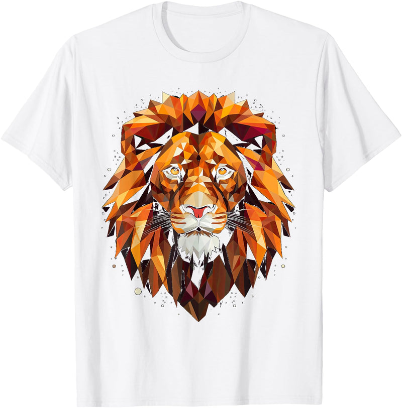 Cool Lions, Astrology And Horoscope Designs Lion colorful lions King Of Animals From Africa Polygon T-Shirt - White