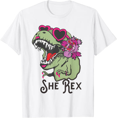 Girl T Rex Girl Dinosaur Flower Dino She Rex T-Shirt