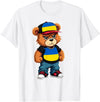Ukrainian Teddy Bear Breakdance Rapper Ukrainian Flag Teddy Bear Ukraine Hip Hop T-Shirt - White