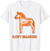 Nordic Emporium Swedish Halloween Happy Dalaween Scary Dala Horse Skeleton T-Shirt - White