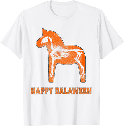 Nordic Emporium Swedish Halloween Happy Dalaween Scary Dala Horse Skeleton T-Shirt
