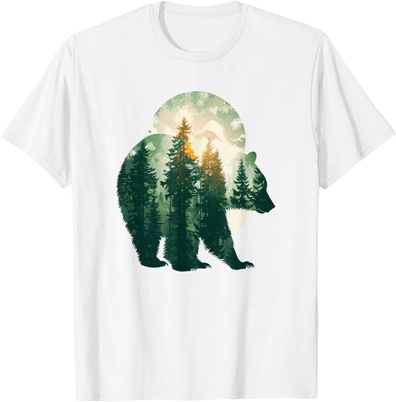 bear outfits for naturelovers and camper green bear double composition nature bears double T-Shirt - White