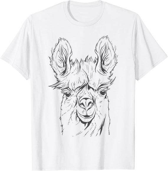Funny Llama Alpaca Animal Lover Gifts Clothing Llama Alpaca Line Art T-Shirt - White