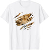 Lion Graphic - Wild Animal Lover Design Lion Outfit - Torn Design Picture Of A Lion's Face T-Shirt - White