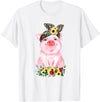 Pig Leopard Headband Flower Tees Pig With Leopard Headband Flower Cute Pig Lover T-Shirt - White