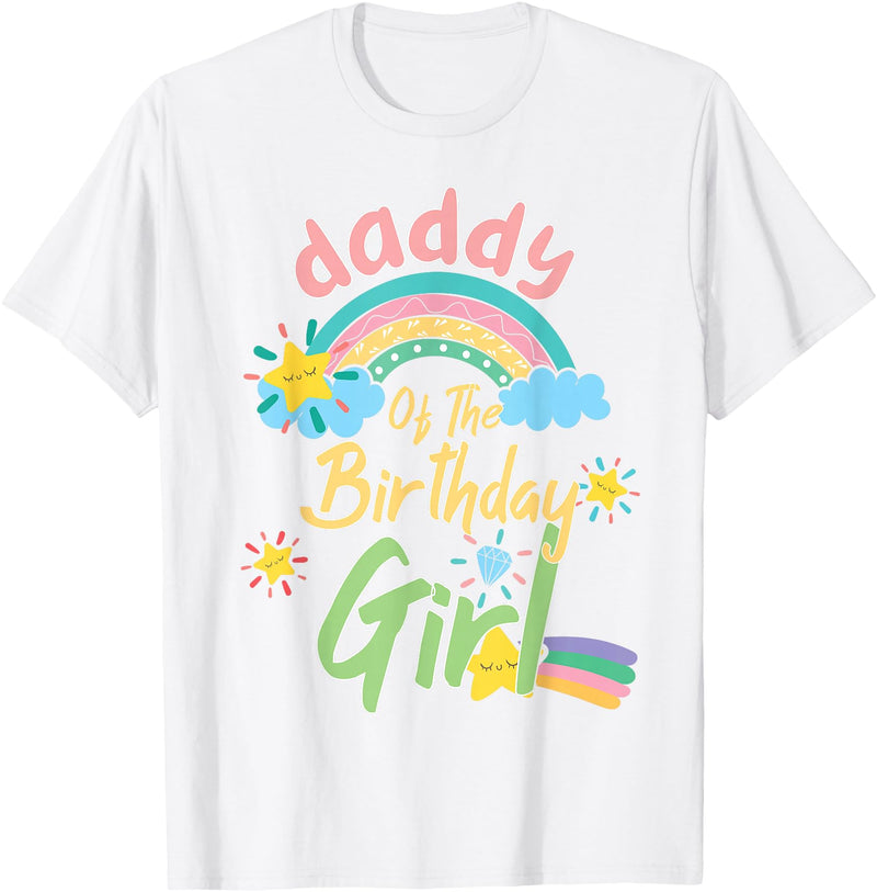 Birthday Girl Rainbow Matching Family Daddy Of The Birthday Girl Llama Matching Family T-Shirt - White