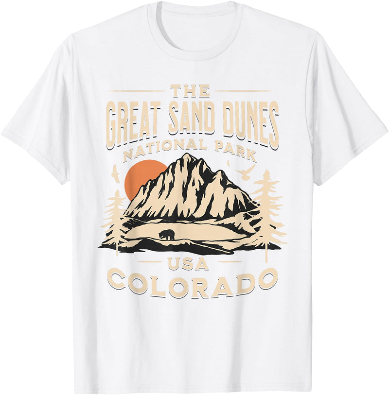 Great Sand Dunes National Park Colorado USA Retro Great Sand Dunes National Park Colorado Hike Outdoors Retro T-Shirt - White