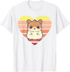 Cute Hamster Design Retro Heart Shape Vintage T-Shirt - White