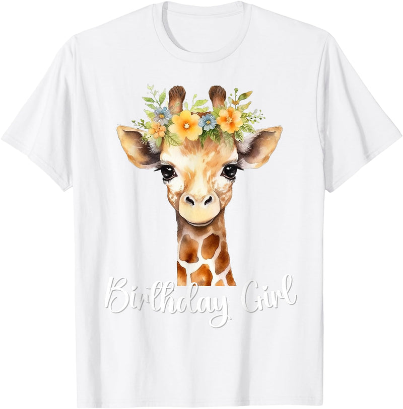 Zoo Animal Matching Birthday Girl Party Outfits Giraffe Birthday Girl Outfit for Wife Zoo Birthday Party T-Shirt - White