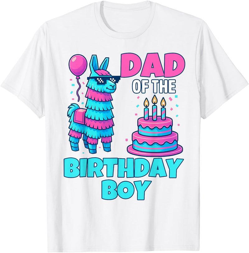 gaming gamer Birthday Llama Pinata Family Apparel dad of Birthday Boy Llama Pinata Party Family mathing Men T-Shirt - White