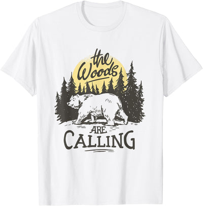 The Woods are Calling Cool Nature Bear Graphic T-Shirt
