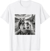 A1a Life Funny Graphic Tee Alligator Selfie with Bear in Woods Weird T-Shirt - White