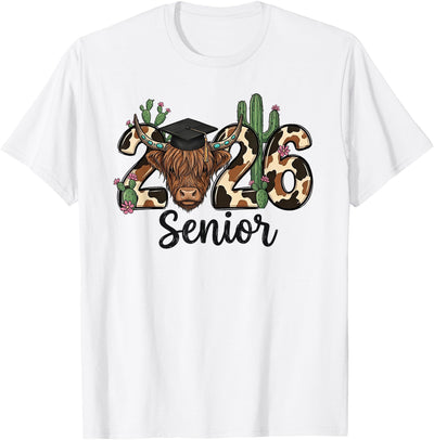 2026 Senior Graduation Highland Cow Class of 2026 Women Girl T-Shirt