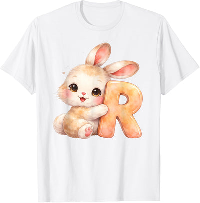 Letter R Baby Rabbit Watercolor Alphabet T-Shirt
