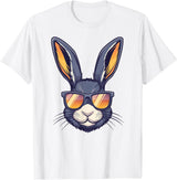 Bunny Rabbit Wearing Sunglasses Easter Funny Graphic T-Shirt in White
