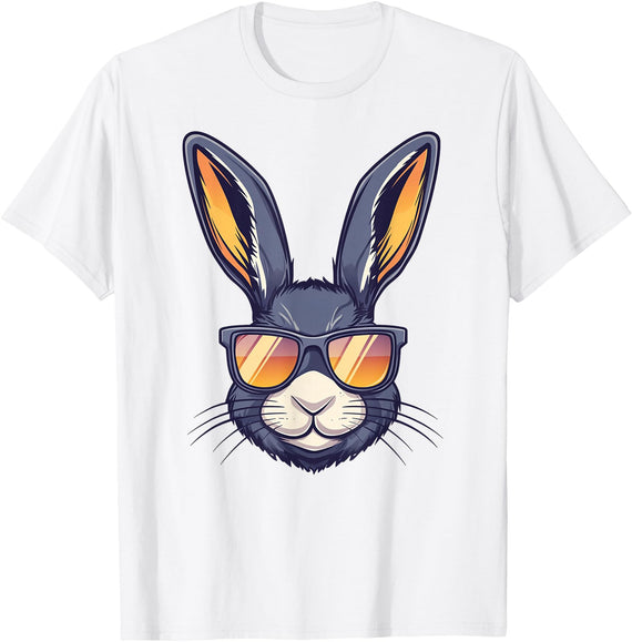 Bunny Rabbit Wearing Sunglasses Easter Funny Graphic T-Shirt in White