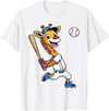 Giraffe Baseball Lover Giraffe Playing Baseball Boys Girls Kids Giraffe Animal T-Shirt - White