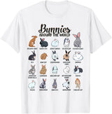 Rabbits in the World - Rabbit Breeds T-Shirt in White