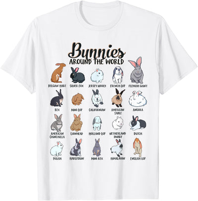 Bunny Breeds Around the World Chart T-Shirt