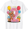 2nd Girls, Boys Bear 2 Birthday Bear 2nd birthday for boy girl 2 years old second two Bear T-Shirt - White