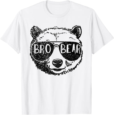 Funny Bear Face Shirt Family Matching Gifts Brother Bear Face Sunglasses Big Little Brother Father's Day T-Shirt