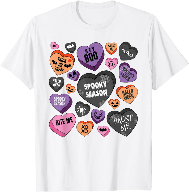 Catumet Halloween Spooky Candy Heart Design for Halloween T-Shirt - White