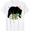 Autism Awareness Neurodiversity Support Apparel Papa Bear Autism Awareness Puzzle Neurodiversity Support T-Shirt - White