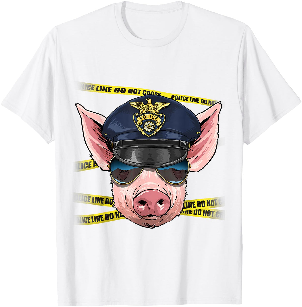 Wowsome! Pig Police Farmer Pig Farm Animal Lover T-Shirt - White