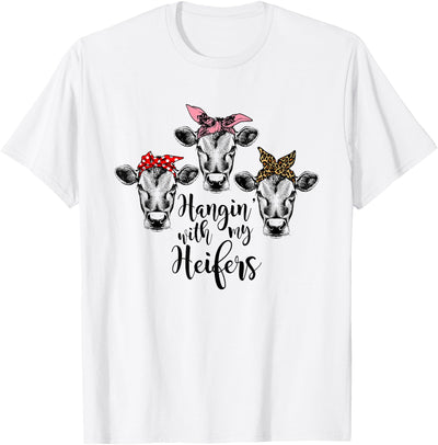 Funny Heifer Cute Women's Hanging with My Heifers Bandana T-Shirt
