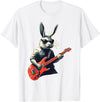 Rabbit Bunny Wearing Sunglasses Playing Guitar Musician T-Shirt in White