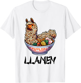 Alpaca LLama Lama Llamen Ramen Chinese Food Llamen Noodles Chinese Food Alpaca Llama Lover T-Shirt - White