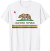 CALIFORNIA STATE FLAG LGBTQ GAY PRIDE RAINBOW TEES CALIFORNIA STATE FLAG BEAR LGBTQ GAY PRIDE RAINBOW PARADE T-Shirt - White