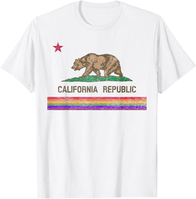 CALIFORNIA STATE FLAG BEAR LGBTQ GAY PRIDE RAINBOW PARADE T-Shirt