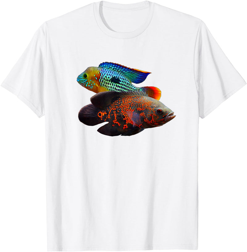 Green Terror Oscar Cichlid Tees Oscar Fish Green Terror Cichlids Monster Fish Aquarium T-Shirt - White