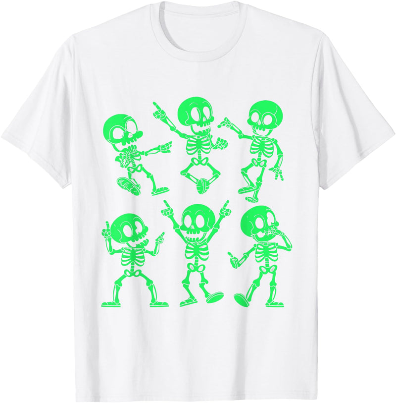 Dancing Skeletons by AlphaONE Dancing Skeletons Dance Challenge Girl Boys Kids Halloween T-Shirt - White