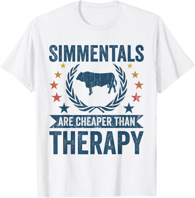 Women Cow Cheaper Therapy Cattle Farmer Rancher Simmental T-Shirt
