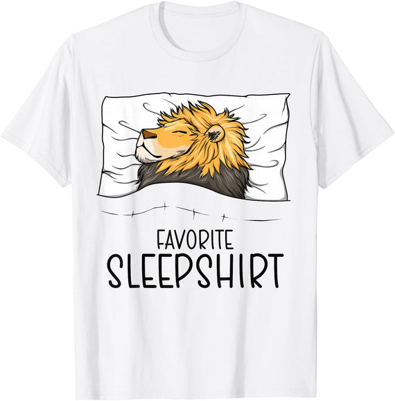 Sleeping & Napping Shirt Gifts For Nap Lovers Favorite Sleepshirt Lion, Napping Lion Pajama T-Shirt - White