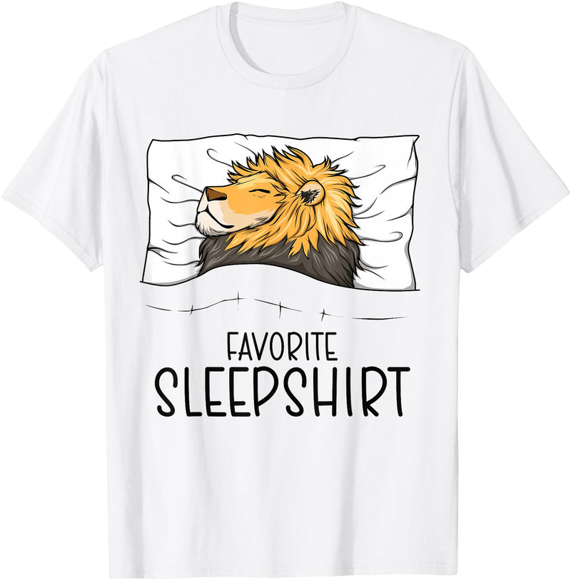Sleeping & Napping Shirt Gifts For Nap Lovers Favorite Sleepshirt Lion, Napping Lion Pajama T-Shirt - White