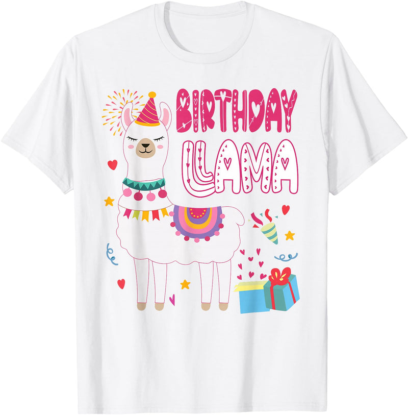 Family Matching Llama Birthday Party Supplies Birthday Llama Girl Birthday Party Llama Birthday Theme T-Shirt - White