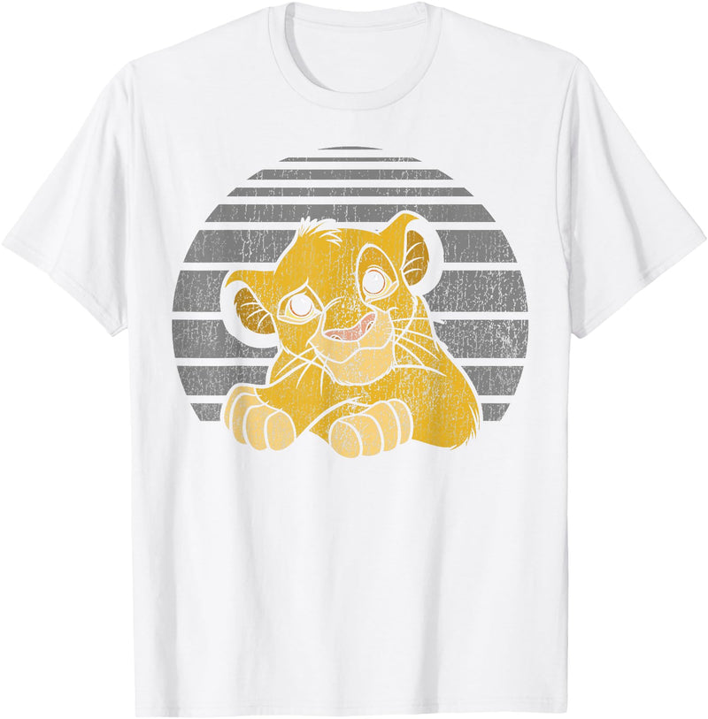 Disney Lion King Young Simba Distressed Stripes T-Shirt - White