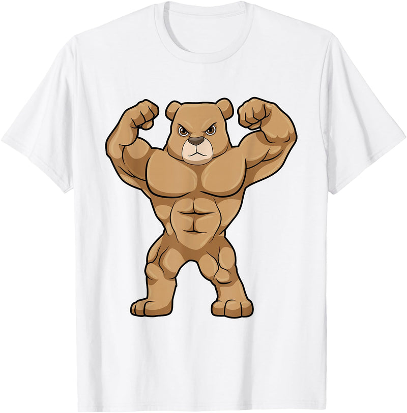 Snabdesign84 Bear Bodybuilder Bodybuilding Sports T-Shirt - White