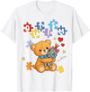 Cute Autism Awareness Puzzle Cute Autism Awareness Bear Colorful Puzzle T-Shirt - White